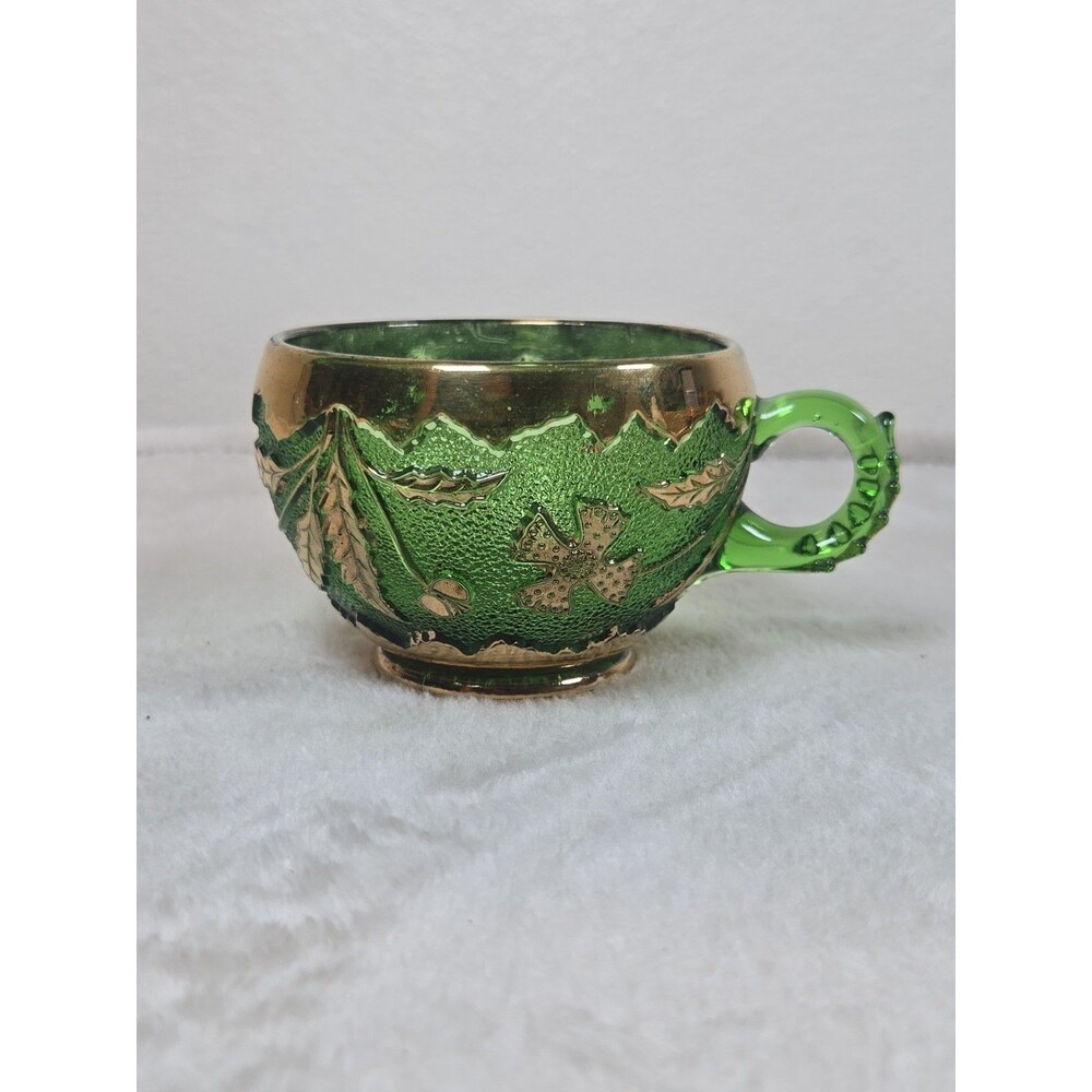 Delaware Emerald (Gold Accent) Punch Cup Green 1899 Antique Vintage